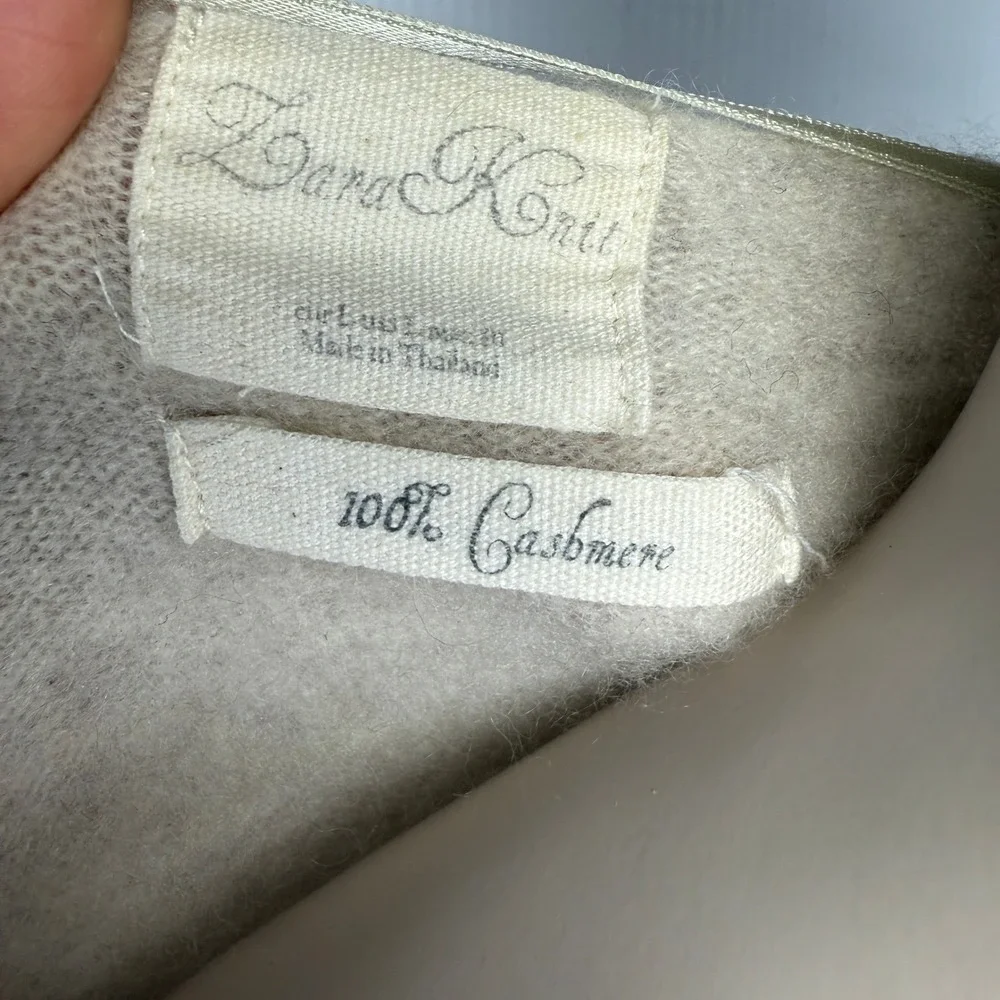 ZARA KNIT 100% Cashmere Oatmeal Beige V-Neck Sweater‎ Size S - Picture 3 of 7